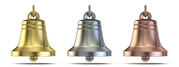 青銅の鐘白い背景に隔離された3Dレンダリングイラスト — ストック写真