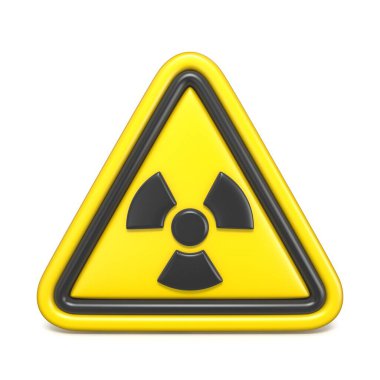 Radyasyon tehlikesi işareti 3D görüntüleme beyaz arkaplanda izole edildi