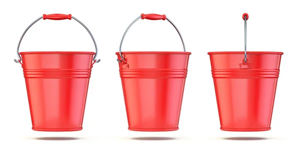 Red Bucket Render Illustration Isolated White Background — Stock Photo, Image