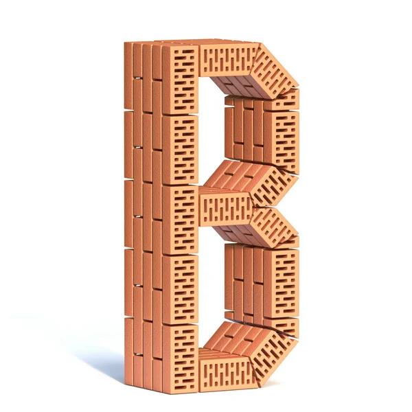 Brick Wall Font Letter Καθιστούν Την Εικόνα Απομονωμένη Λευκό Φόντο — Φωτογραφία Αρχείου