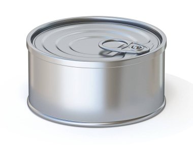 Metal kalay kenar görünümü 3D görüntüleme beyaz arkaplanda izole edildi