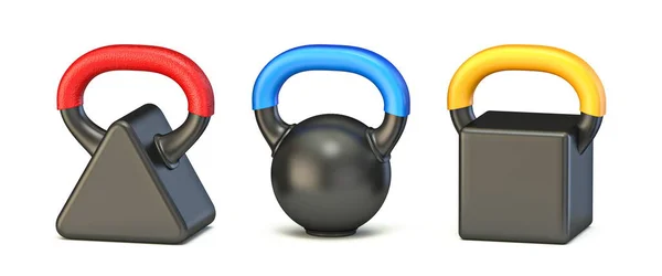 Basic Shape Kettle Bell Weight Render Illustration Isolated White Background — Stock Photo, Image