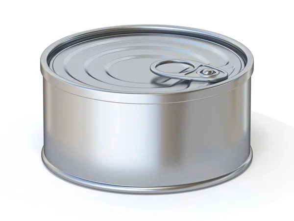 Metal Tin Side View Render Illustration Isolated White Background — Stock Photo, Image