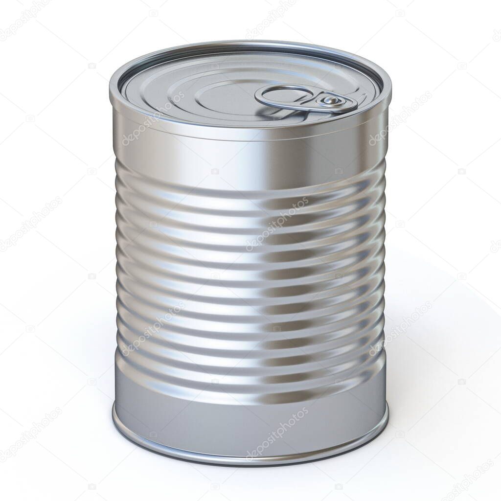 Food metal tin 3D render illustration isolated on white background