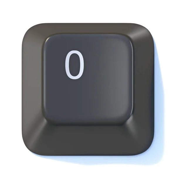 黒のコンピュータのキーボードキー番号0白い背景に隔離された3Dレンダリングイラスト — ストック写真