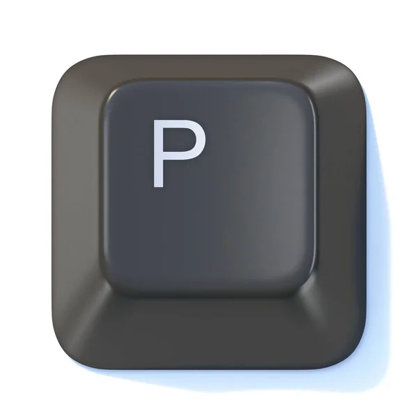 ブラックコンピューターキーボードキー文字P 3Dレンダリングイラスト白の背景に隔離 — ストック写真