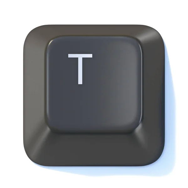 ブラックコンピュータキーボードキー文字T 3Dレンダリングイラスト白の背景に隔離 — ストック写真
