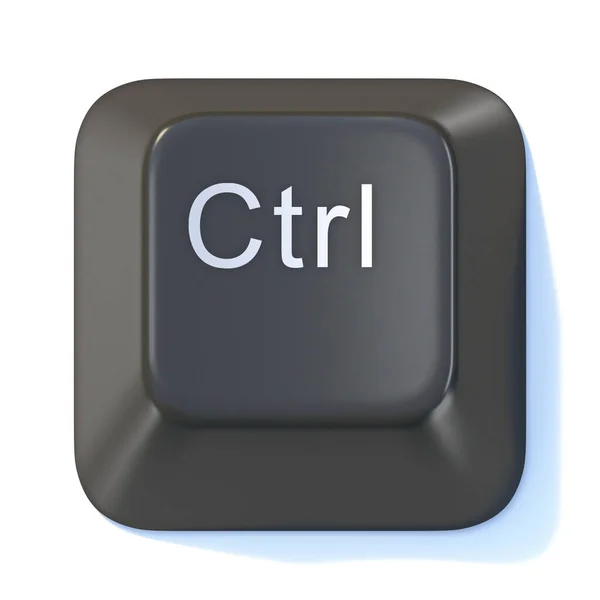 Black Computer Keyboard Ctrl Key Render Illustration Isolated White Background — Stock Photo, Image