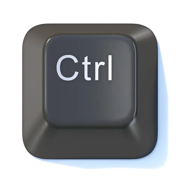 Svart Dator Tangentbord Ctrl Nyckel Render Illustration Isolerad Vit Bakgrund — Stockfoto