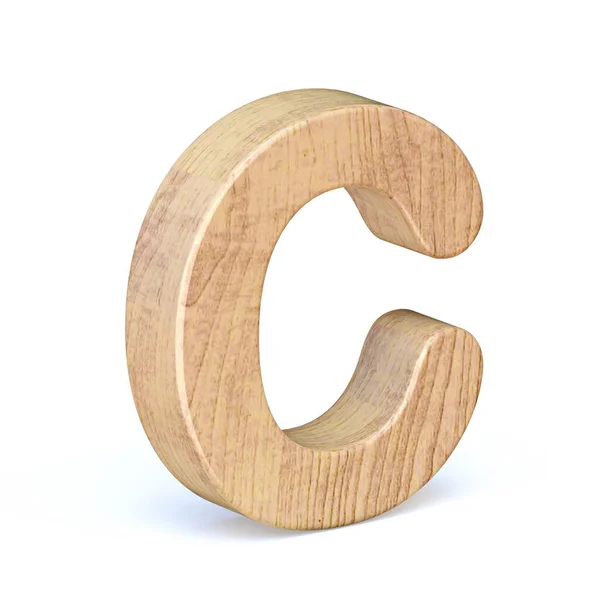Rounded Wooden Font Letter Render Illustration Isolated White Background — Stock Photo, Image