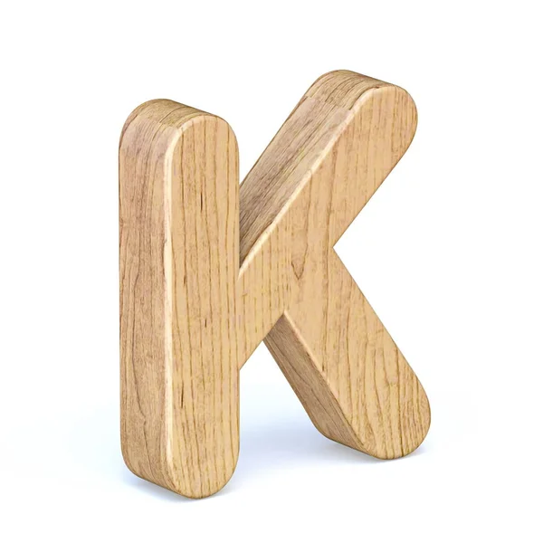丸みを帯びた木製のフォント文字K 3Dレンダリングイラストは白い背景に隔離 — ストック写真