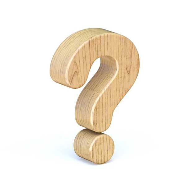 Rounded Wooden Font Question Mark Render Illustration Isolated White Background — Stock Photo, Image