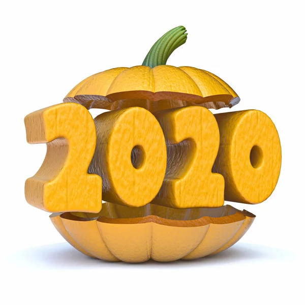 2020 Halloween Pumpkin Render Illustration Isolated White Background — Stock Photo, Image