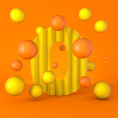 0 numaralı 0 ZERO 3D görüntüleme portakal arkaplanda izole edilmiş en az sarı parıltılı yazı tipi