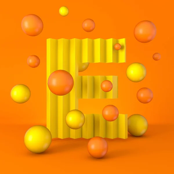 Warm Minimal Yellow Sparkling Font Letter Render Illustration Isolated Orange — Stock Photo, Image