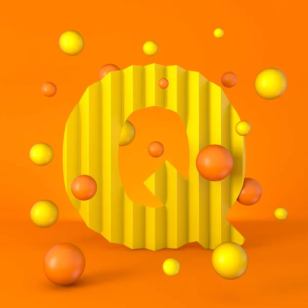 Warm Minimal Yellow Sparkling Font Letter Render Illustration Isolated Orange — Stock Photo, Image