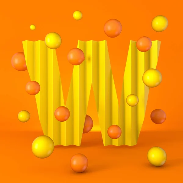 Warm Minimal Yellow Sparkling Font Letter Render Illustration Isolated Orange — Stock Photo, Image