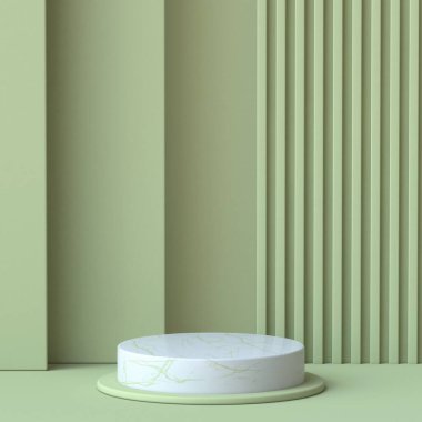 Yeşil ve kahverengi soyut arkaplan çizgili duvar çizimi 3D resimleme