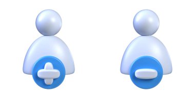 Beyaz arkaplanda izole edilmiş 3B görüntüleme konsepti ekle ve kaldır