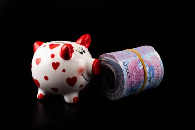  10,000 Kazakistan 10 senet ve kumbarası.