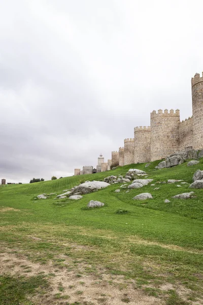 Schöner Panoramablick Auf Die Mauern Der Mittelalterlichen Stadt Avila Spanien — Stockfoto