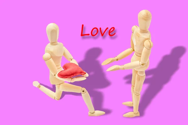 Człowiek Deklarując Swoją Miłość Kobiety Walentynki — Zdjęcie stockowe
