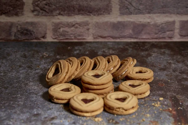 Delicioso Bando Biscoitos Doces Uma Mesa Velha — Fotografia de Stock