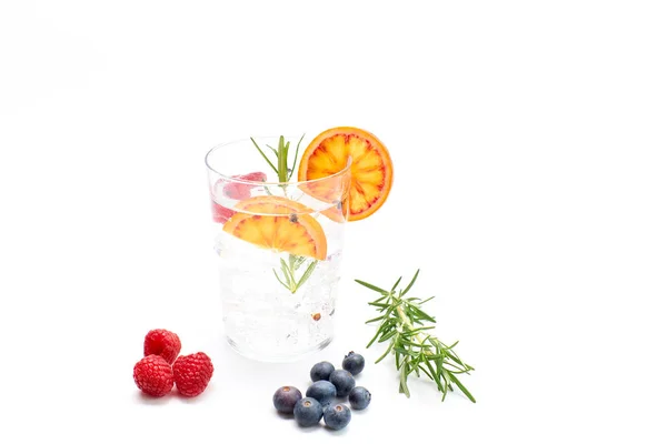 Gin Tonic Glass Orange Rosemary Blueberries Raspberries Concept Celebration Party — Stock Photo, Image