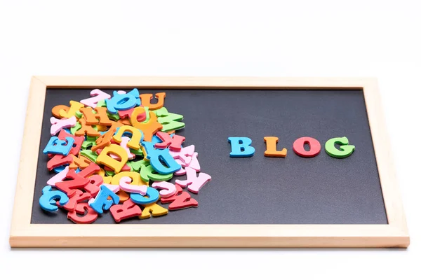 Blog Palabra Lado Montón Letras Tablero Concepto Blogueo — Foto de Stock