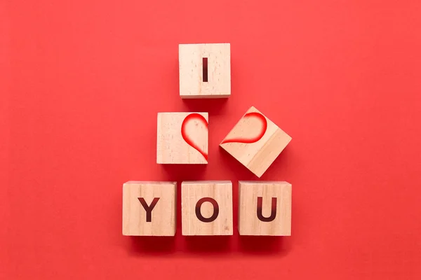 Triângulo Com Cubos Com Coração Partido Palavras Você Conceito Amor — Fotografia de Stock