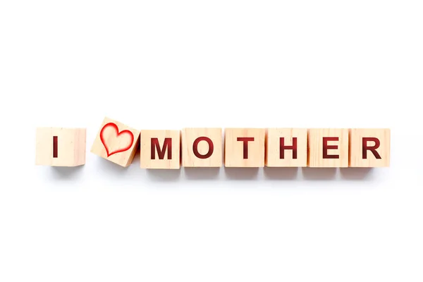 Holzwürfel Mit Dem Satz Ich Liebe Mutter Muttertagskonzept Hintergrund — Stockfoto