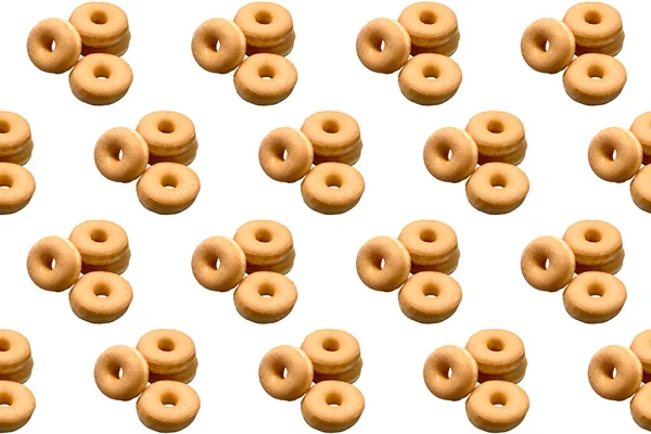 Repetição Donuts Clássicos Fundo Branco Espaço Copiar Publicidade Conceitual Doces — Fotografia de Stock