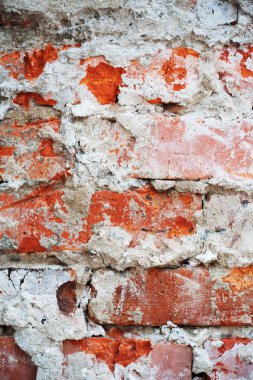 Doku soyulmuş tuğla, eski tuğla kırmızı bir duvar, çatı!