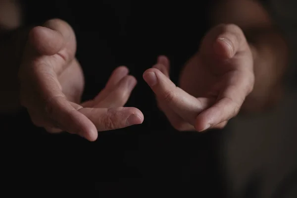 Male Hands Show Different Gestures Hand Movements — Stock Photo, Image