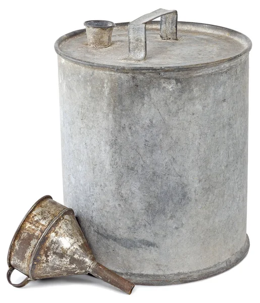 Metal Cylindrical Canister Old Storage Combustible Liquid Kerosene Gasoline Oil — Stock Photo, Image