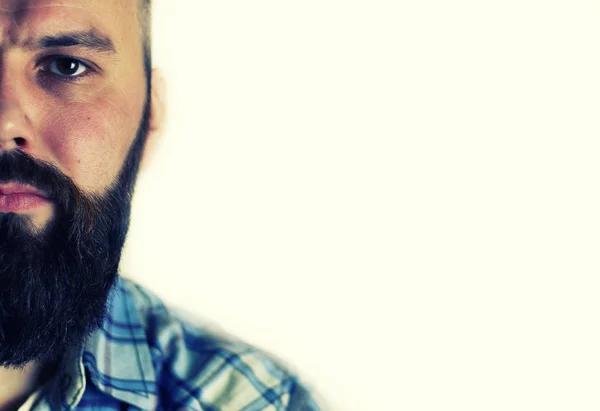 Homme barbu visage moitié — Photo