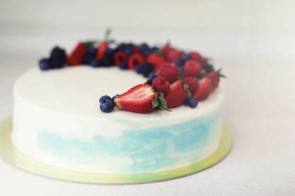 Beautiful festive cake biscuit with different creams — Stock Photo, Image