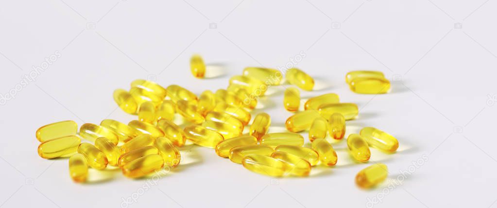 Medical drugs transparent capsules of yellow color