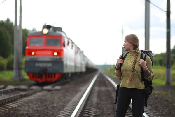 Traveling with a backpack on foot