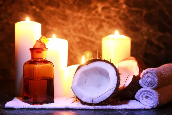 Candles spa coconut oil Stock Image