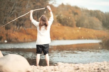 Bir İskandinav biri etnik giysiler