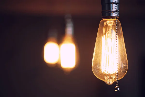 Lamps with tungsten filament. Edisons light bulb. Filament fila — Stock Photo, Image