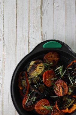 Sebze Izgara pan kızarmış patlıcan ve domates