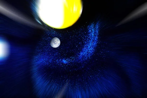 Universo Cosmos com estrelas nebulosas e planeta — Fotografia de Stock