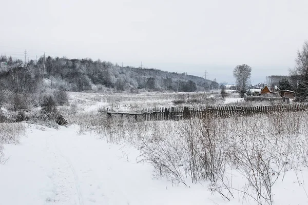 Пейзаж в зимний облачный день — стоковое фото