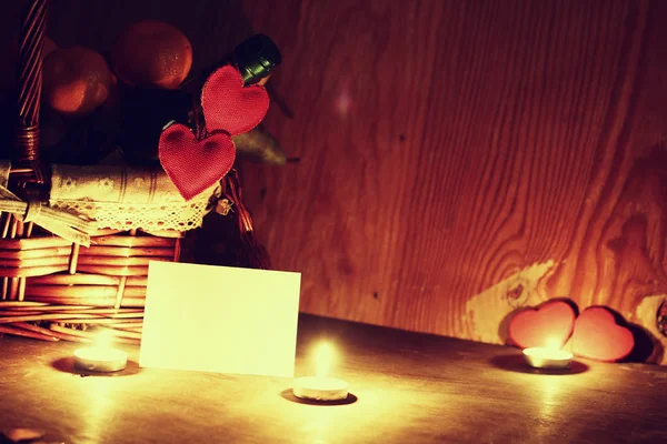 Valentinstag Kerzen Wein — Stockfoto