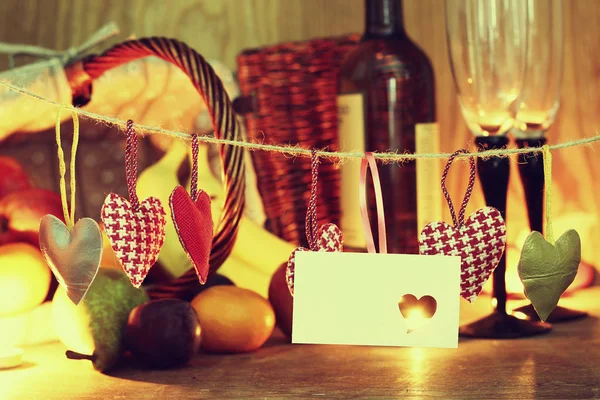 Dia dos Namorados velas vinho — Fotografia de Stock