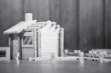 Oyuncak ahşap ev. Kurucunun ch için doğal ahşap yapılır