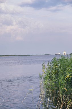 Göl manzara. Su doku. Şafakta gölüdür. Ağız