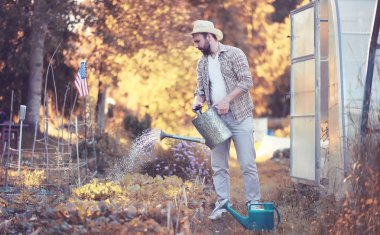 Adam çiftçi sebze Bahçe sulama